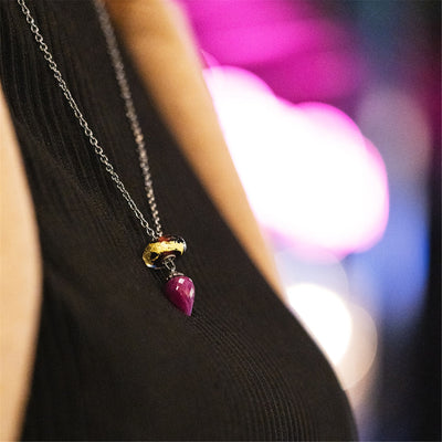 Sterling zilveren collier met robijn