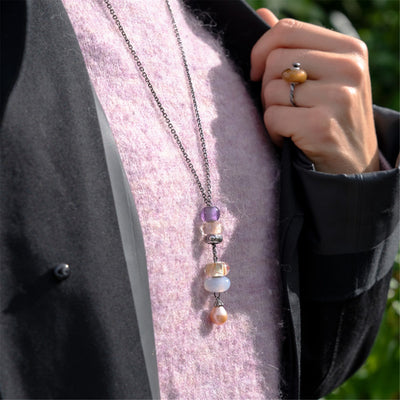 Collier en argent fin avec perle rose 