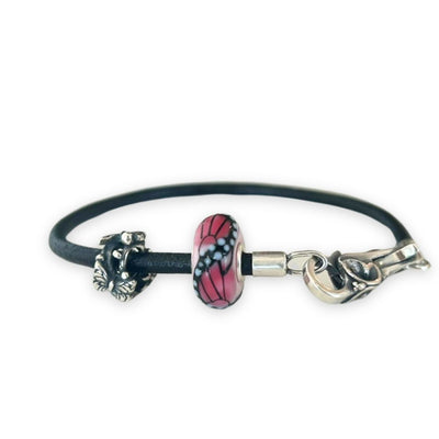 Vlinderhart armband leer