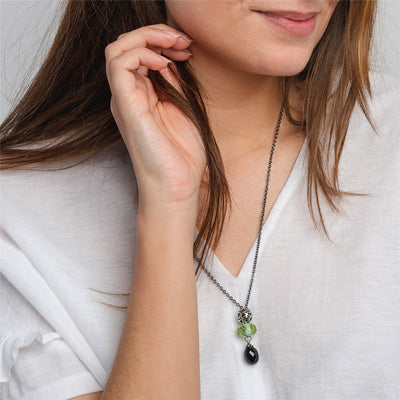 Sterling zilveren collier met onyx