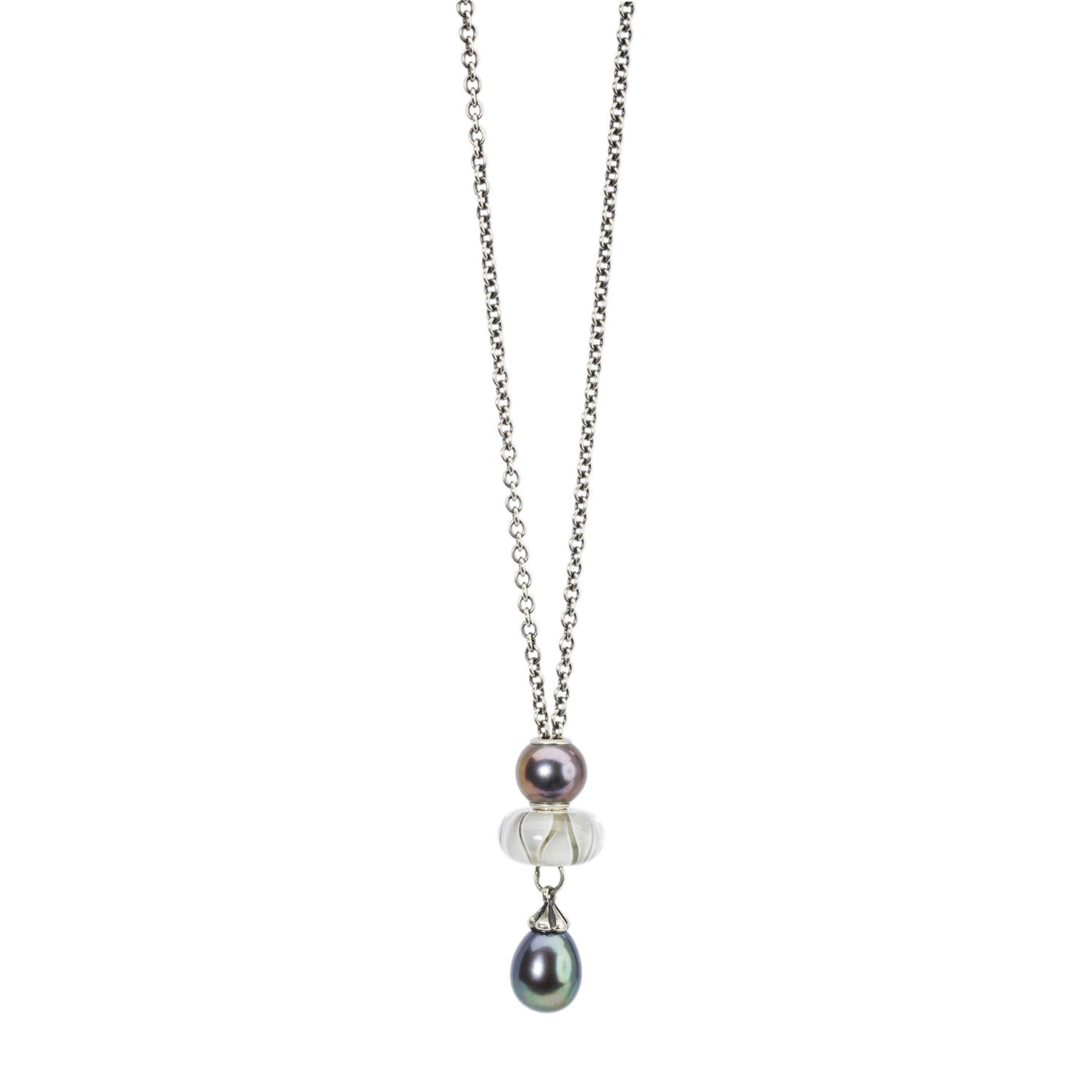 Collier Fantasy avec perle plumes de paon  