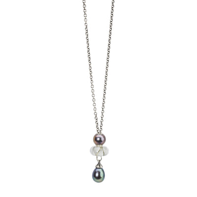 Collier Fantasy avec perle plumes de paon  