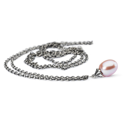 Collier en argent fin avec perle rose 