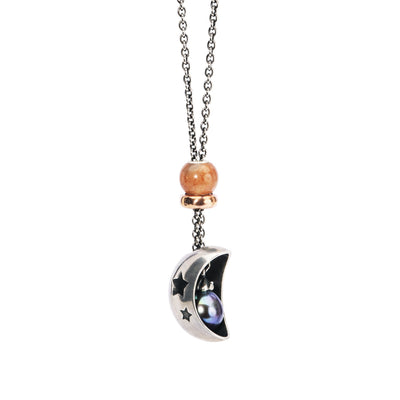 Collier Fantasy avec perle plumes de paon  