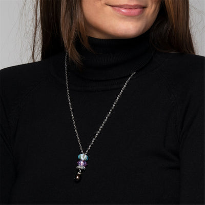 Collier Fantasy avec perle plumes de paon  